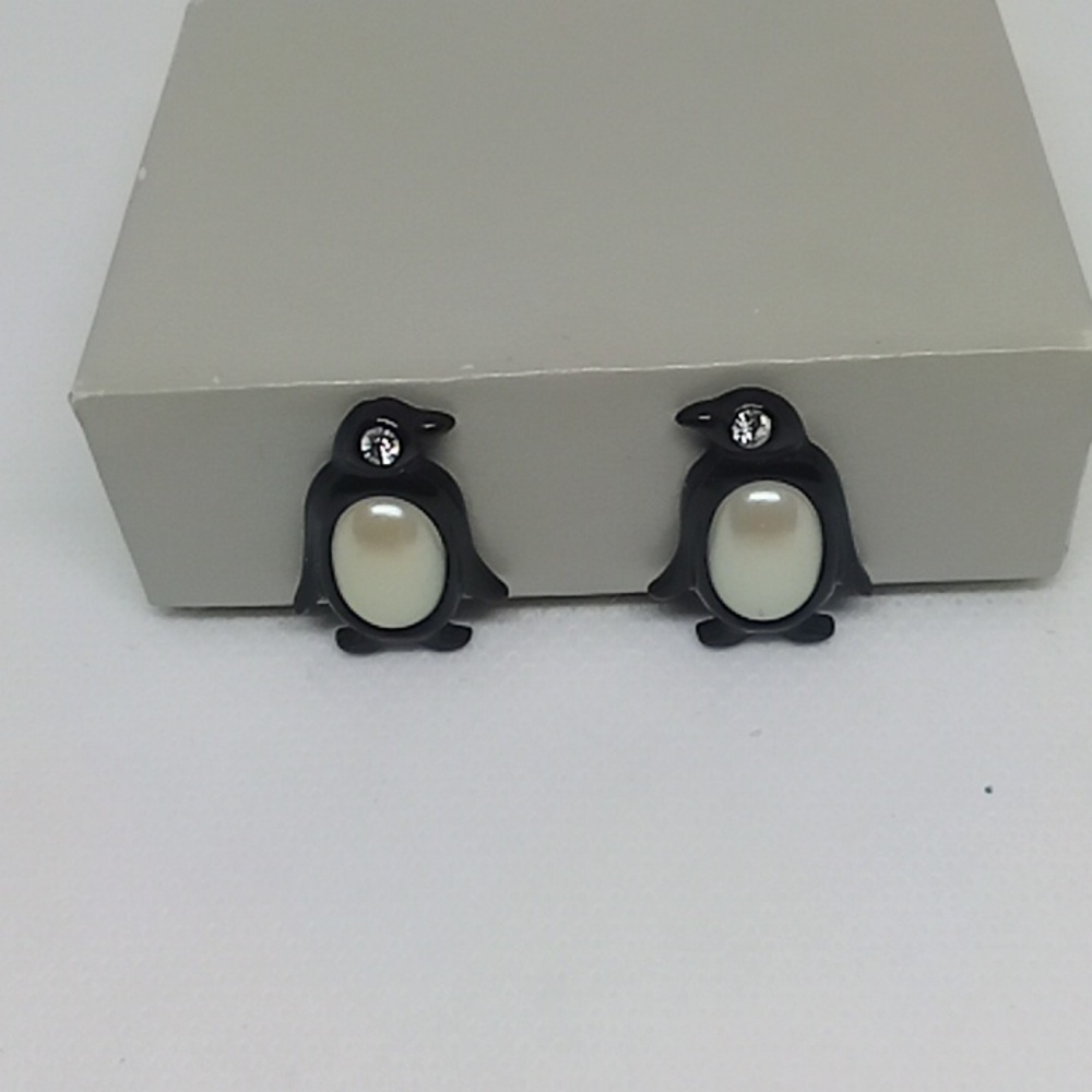 Penguin Clip On Earrings